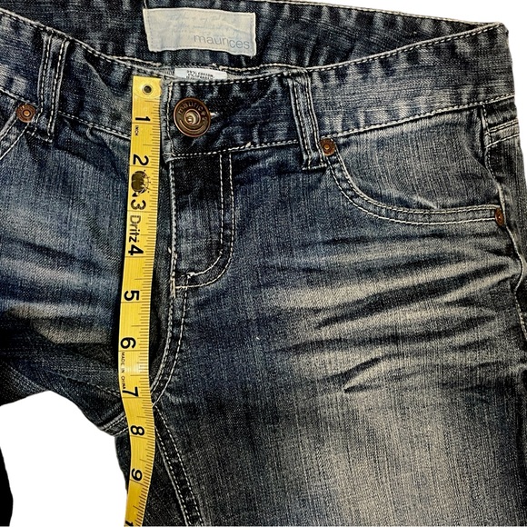 Maurices Capri Jeans Thick Stitch Distressed Flap Pockets Juniors Size 3/4 - Picture 10 of 11